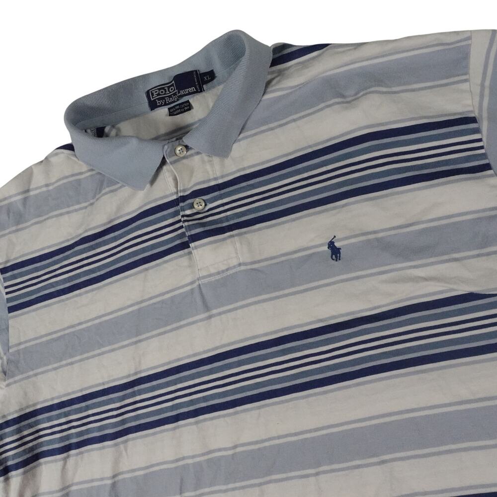 Ralph Lauren Y2K Vintage Fine Cotton Striped Streetwear Polo Shirt Men's XL